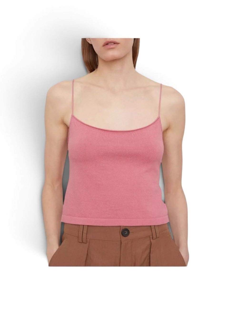NEW Vince Spaghetti Strap Camisole Dusty Rose Top Tank Knit Sz L